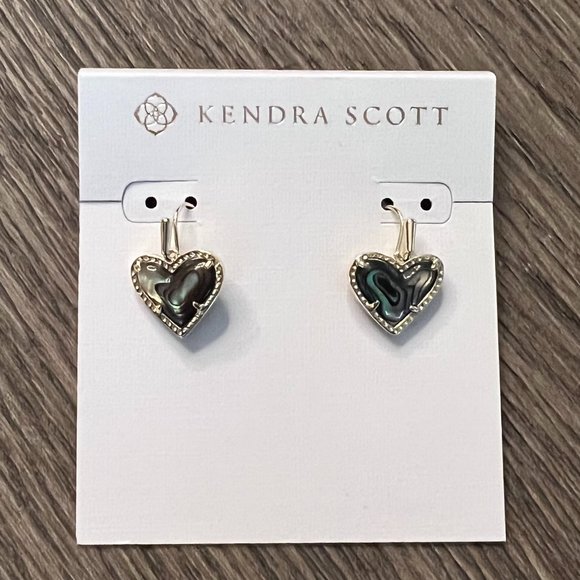 Kendra Scott Ari Heart Gold Drop Earrings in Abalone Shell - Picture 1 of 5